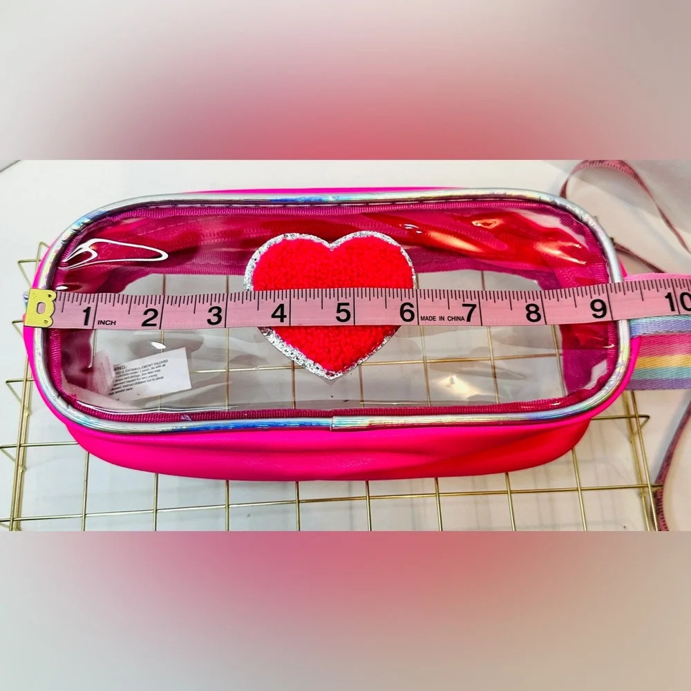 New Squishmallows Squishy Pen Fifi Fox With Clear & Hot Pink Heart Pencil Bag